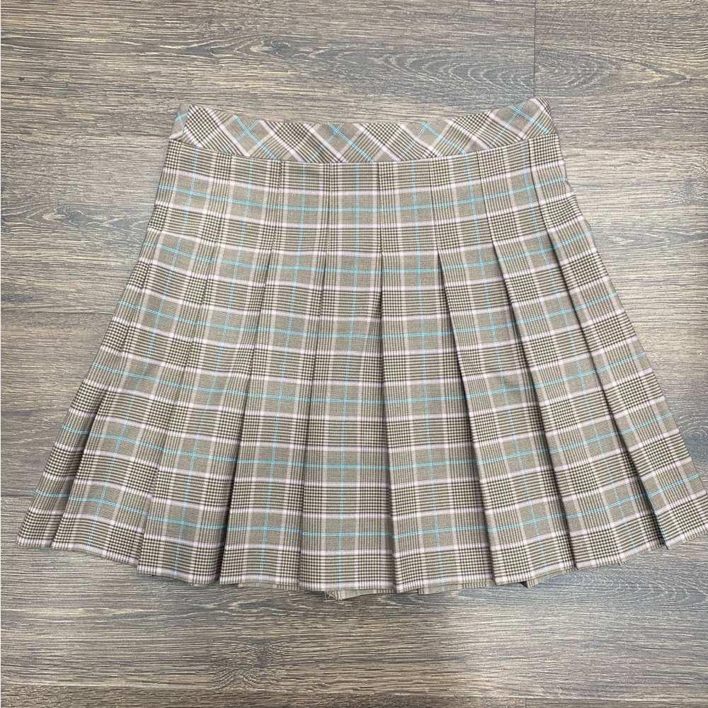 Sunday Best olive plaid 17” skirt
